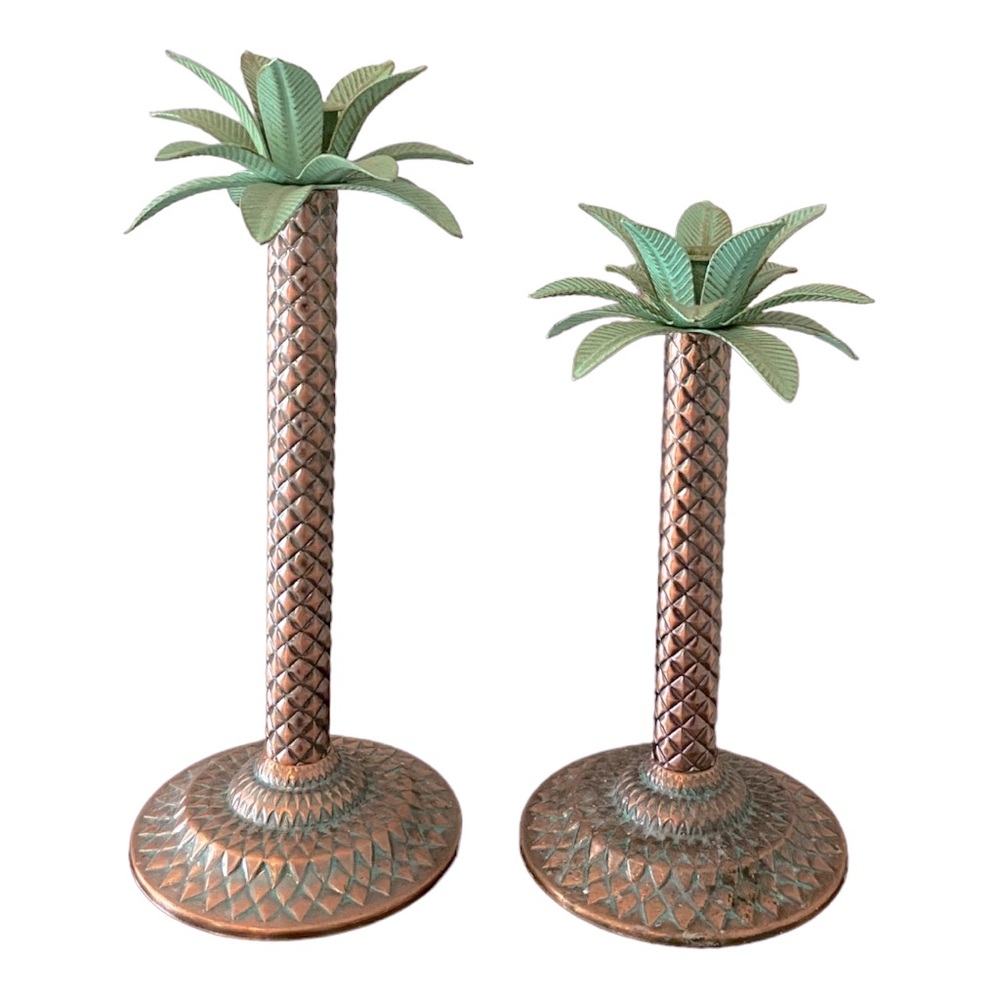 Vintage Studio Silversmiths palm tree taper candle holders